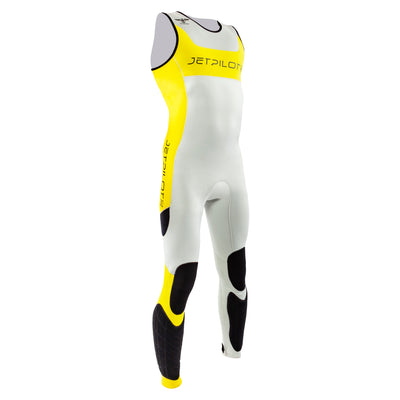 Side view of the Jetpilot F-86 Sabre John wetsuit Silver Yellow colorway.