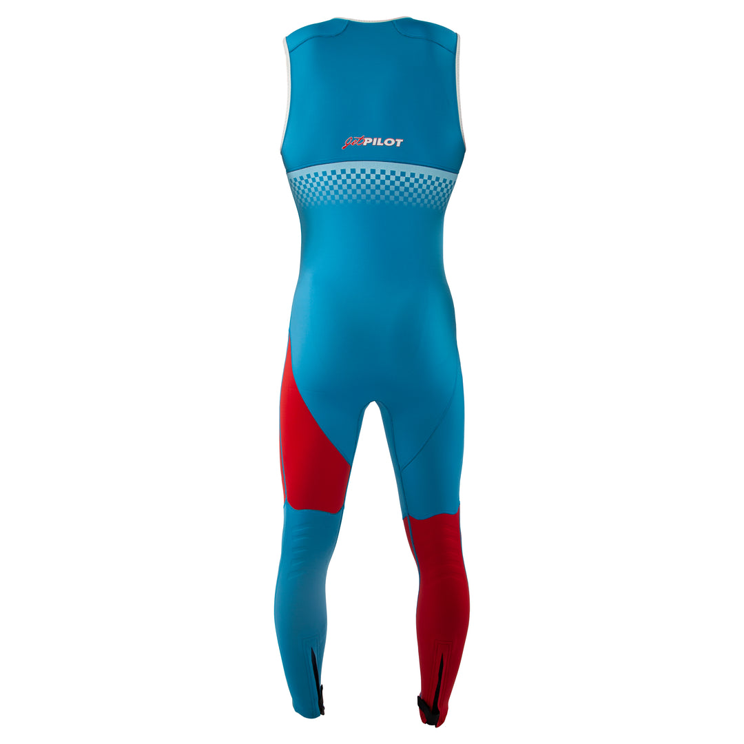 Rear view of the Jetpilot Vintage John Wetsuit Sky Red colorway.