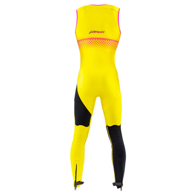Back view of the Jetpilot Vintage John Wetsuit Yellow Black colorway.