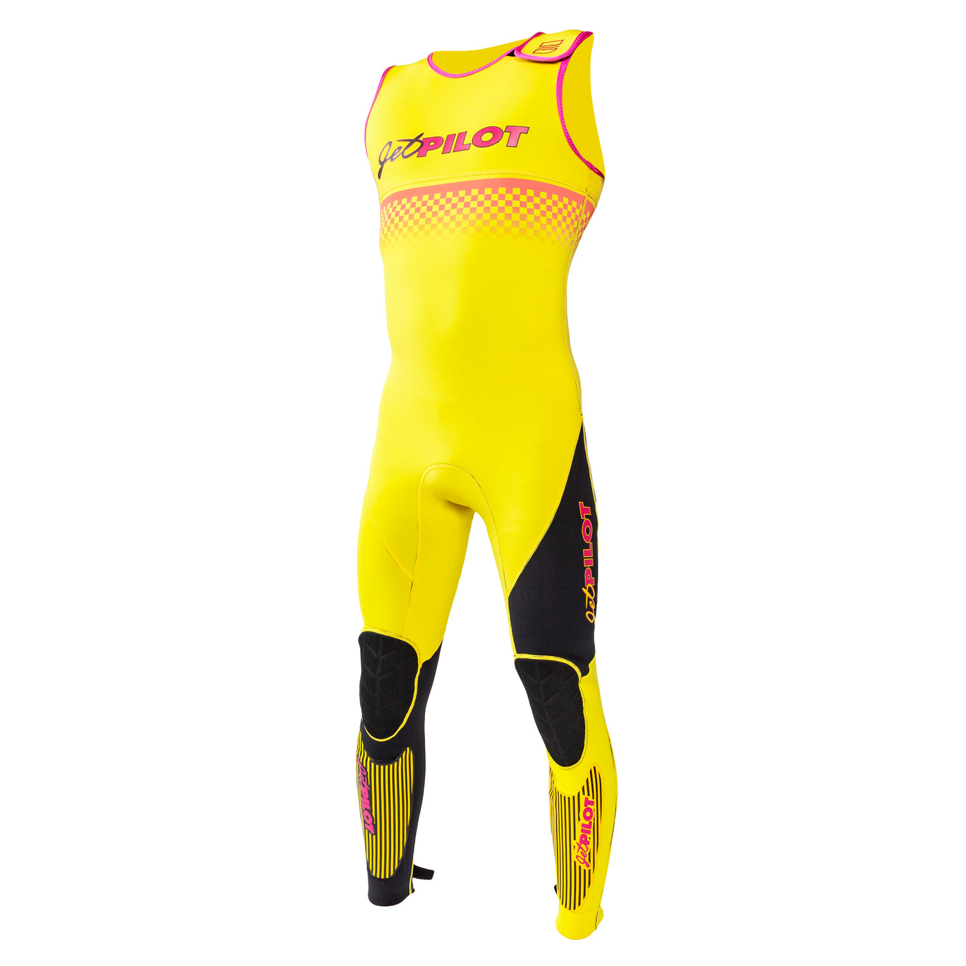 Side view of the Jetpilot Vintage John Wetsuit Yellow Black colorway.