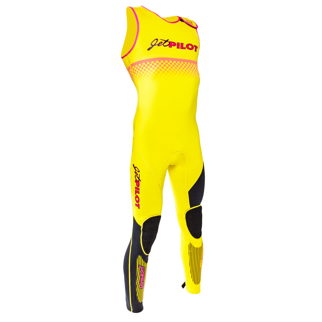 Side view of the Jetpilot Vintage John Wetsuit Yellow Black colorway.