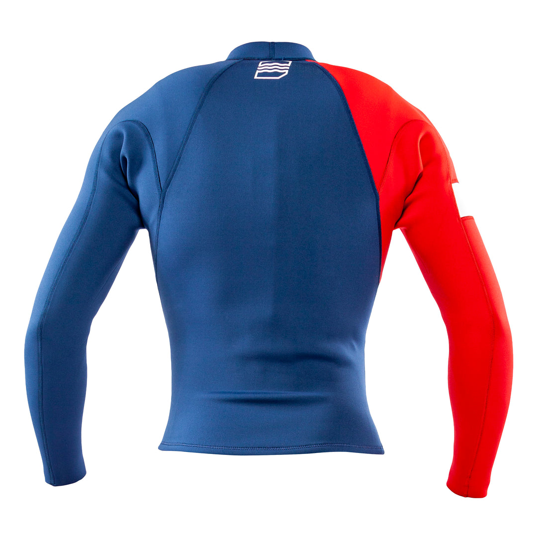 Back view of the Jetpilot F-86 Sabre Jacket Blue Red colorway.