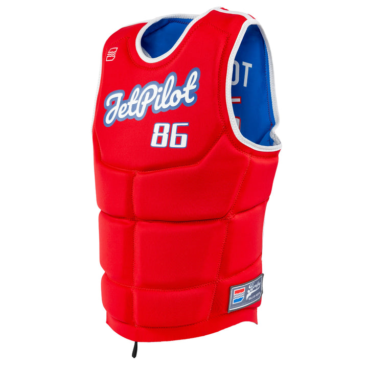 Side view of the Red Bonifay Baller Comp Vest #color_red-blue