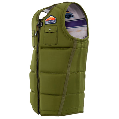 Side view of the Jetpilot's Aaron Rathy Signature Comp Vest Moss colorway side view photo