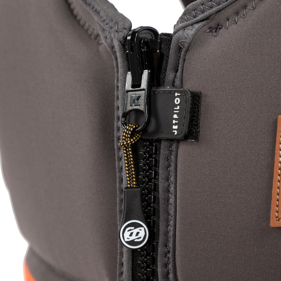 Closeup view showing zipper of the Freeboard Comp Vest