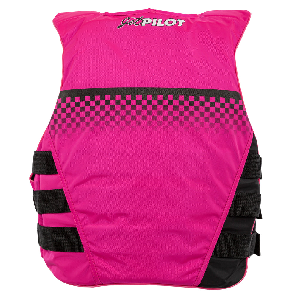 Rear view of Pink and Black Vintage life vest