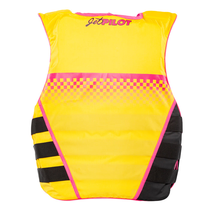 Back view of Yellow Black Vintage life vest