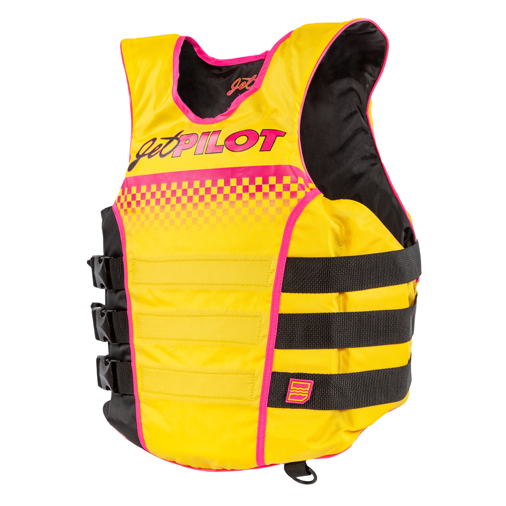 Side view of Yellow Black Vintage life vest