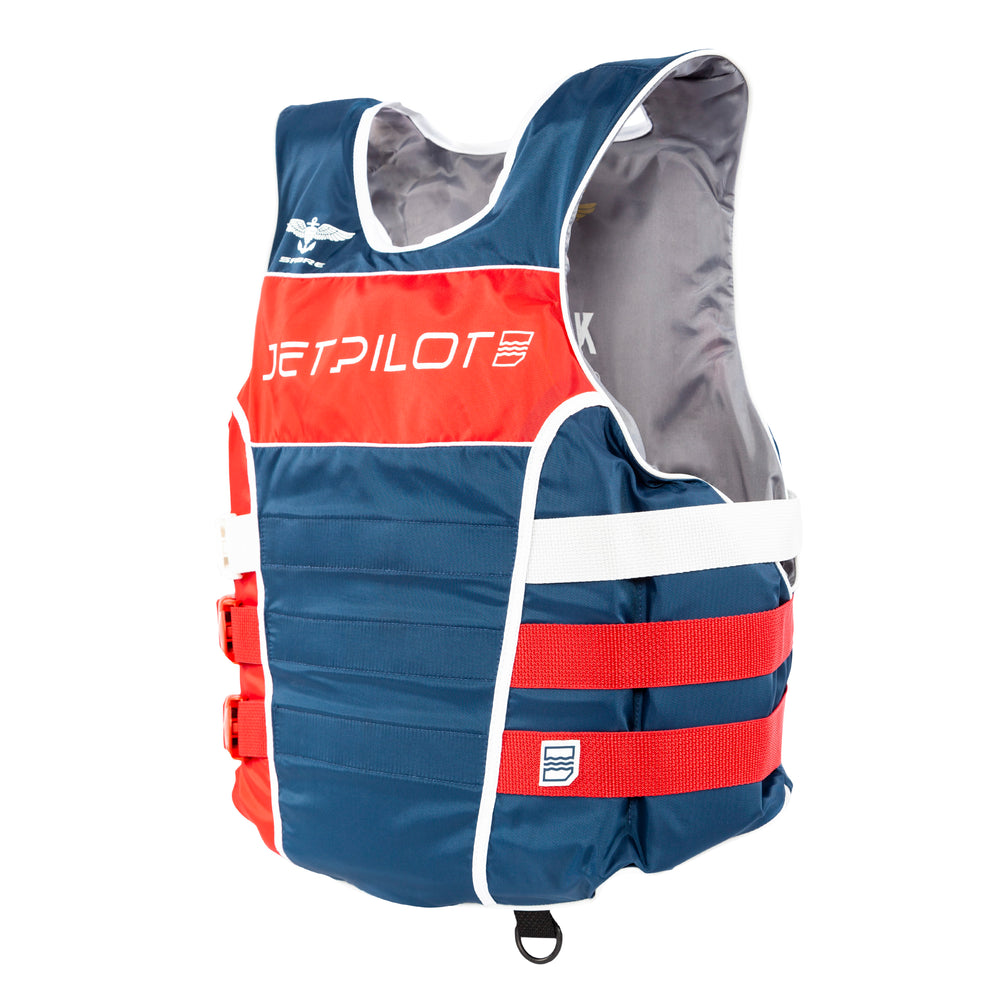 Side view of the Jetpilot F-86 Sabre Nylon Red/Blue colorway.