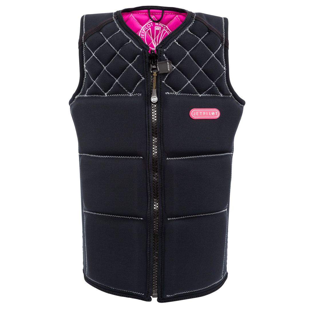 Front view of the Wave Farer comp vest in the black colorway. #color_black