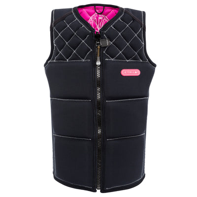 Front view of the Wave Farer comp vest in the black colorway. #color_black