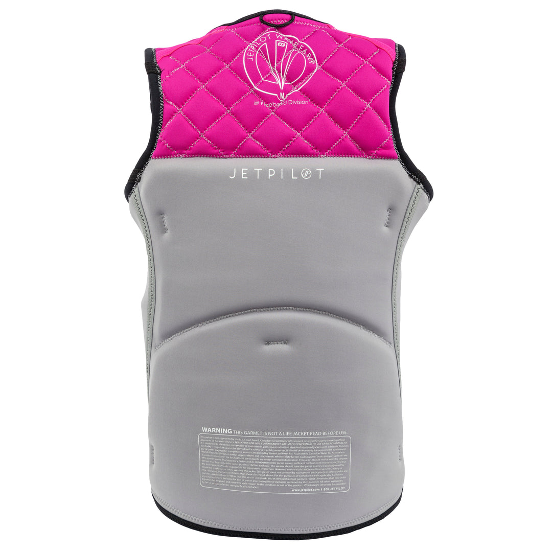 Rear view of the Wave Farer comp vest reversible side silver pink colorway. #color_black