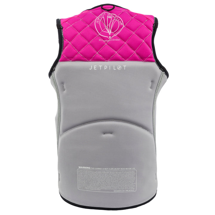 Rear view of the Wave Farer comp vest reversible side silver pink colorway. #color_black