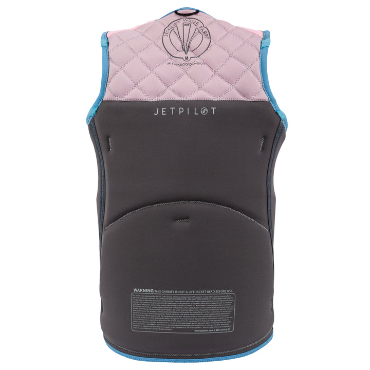 Rear view of the Wave Farer comp vest reversible side Charcoal pink colorway.