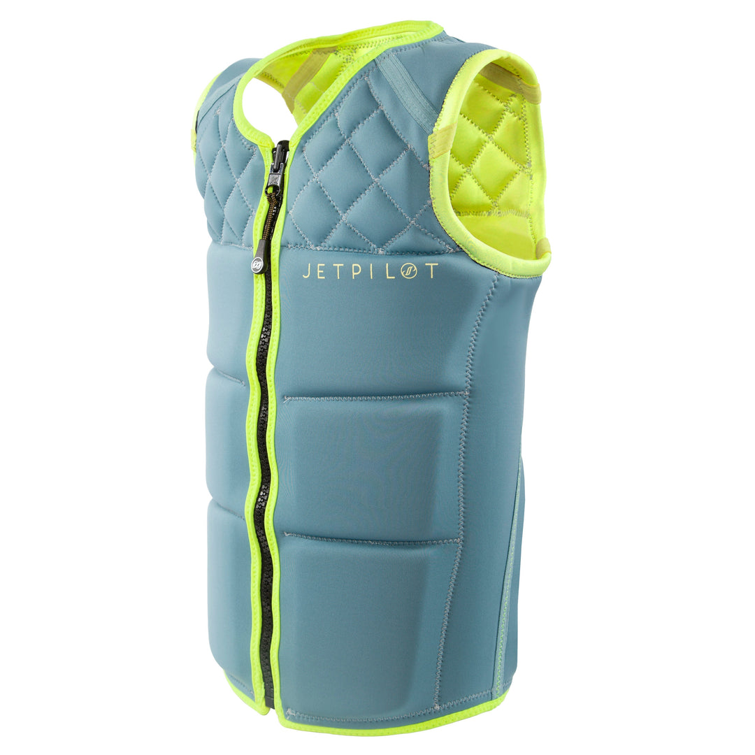 Side view of the Jetpilot Women's Wave Farer comp vest. #color_neon-sun