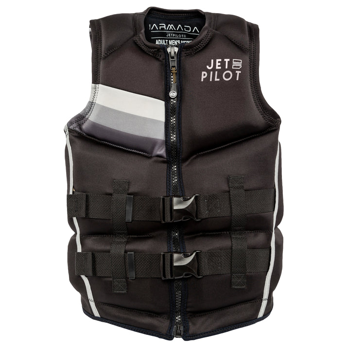 Front view of the Men's Jetpilot Armada CGA Vest. #color_black-silver