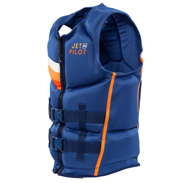 Side view of the Men's Jetpilot Armada CGA Vest. #color_blue-orange