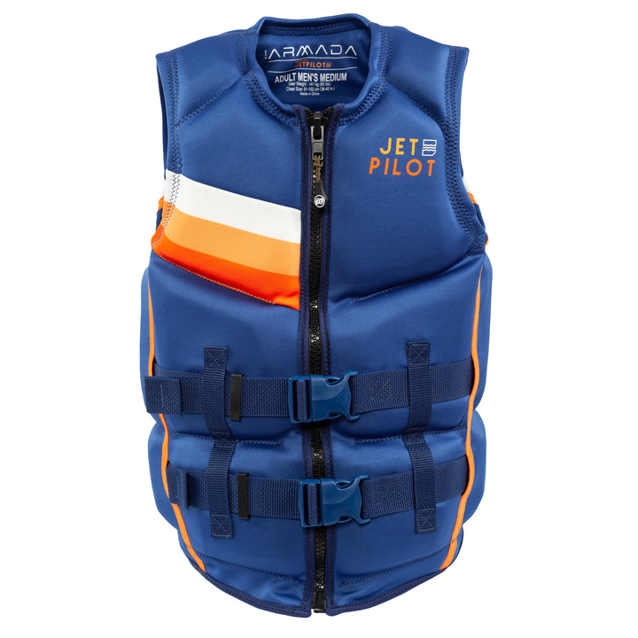 Front view of the Men's Jetpilot Armada CGA Vest. #color_blue-orange