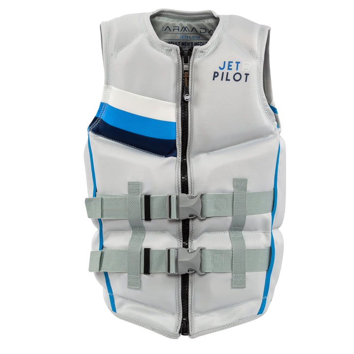 Front view of the Men's Jetpilot Armada CGA Vest. #color_silver-royal
