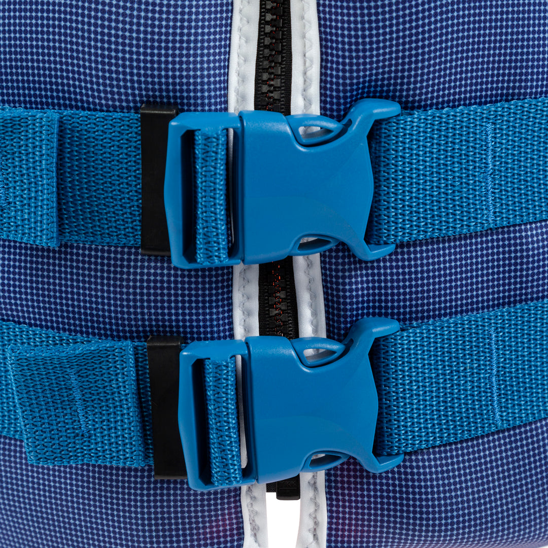 Close up view of the dual buckle system.