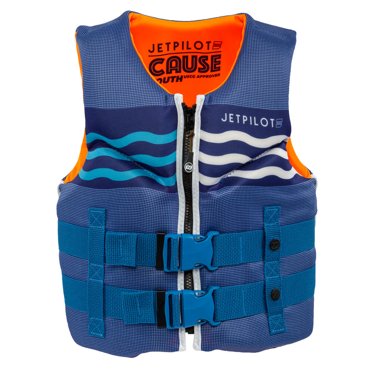 Front view of the Jetpilot Youth Cause PFD in Blue