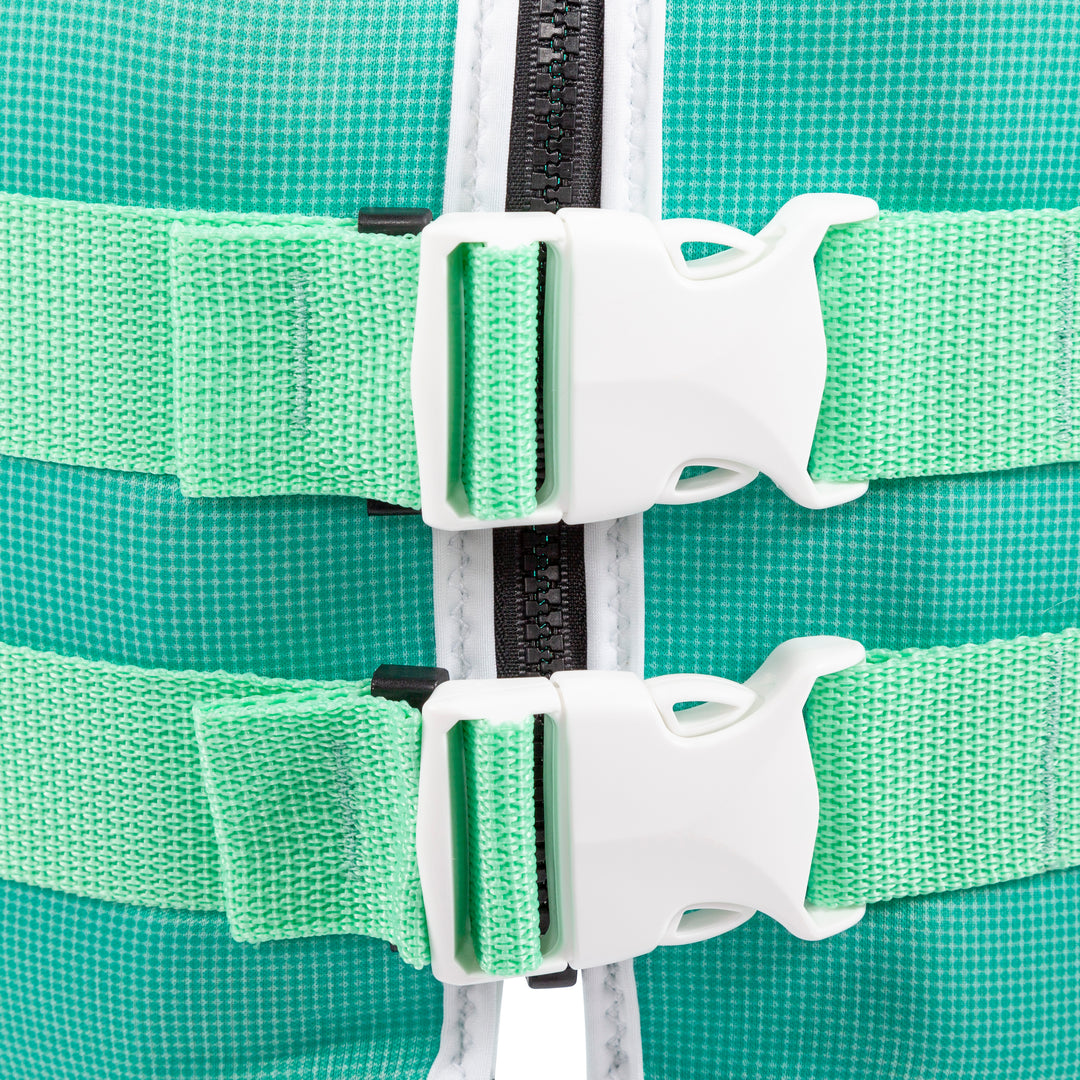 Close up view of the dual buckle system.