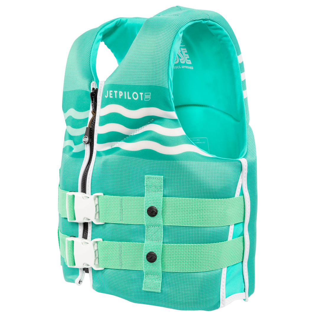 Side view of the Jetpilot Youth Cause PFD in Green