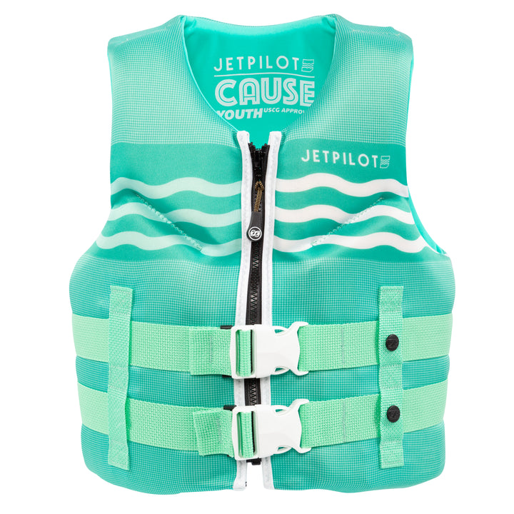 Front view of the Jetpilot Youth Cause PFD in Green