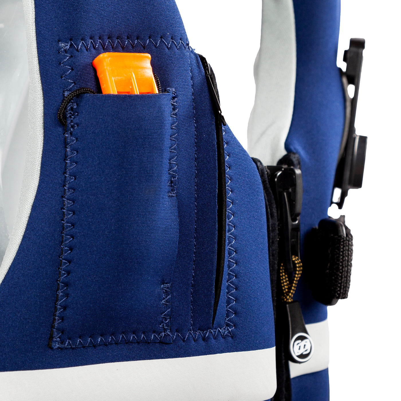 View of the whistle pocket on the Jetpilot Helmsman CGA Vest.