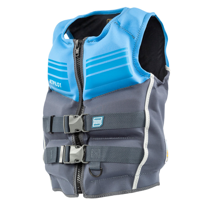 Side view of the Jetpilot Youth Shaun Murray CGA Vest. #color_skyhigh-blue