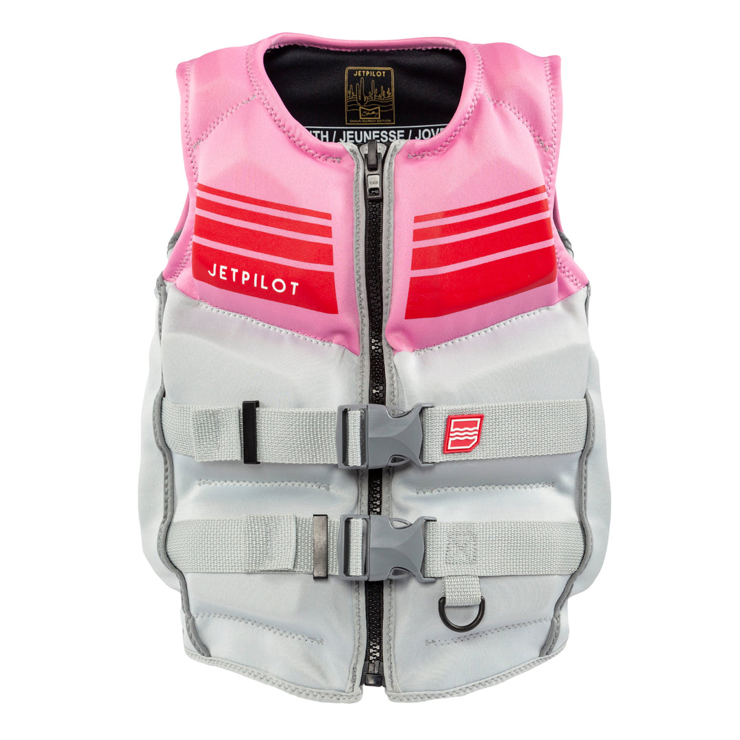 Front view of the Jetpilot Youth Shaun Murray CGA Vest. #color_frosted-pink