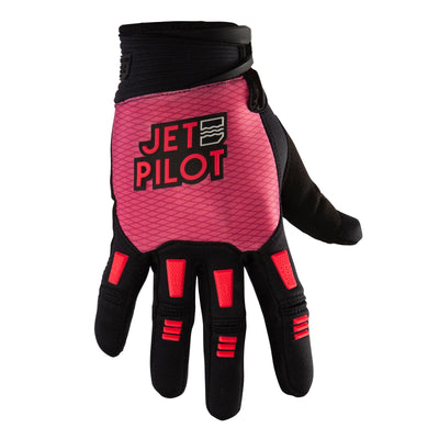 Front view of the Jetpilot Hold Fast Full Finger Glove. #color_black-pink