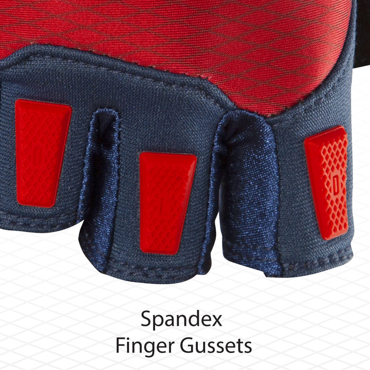 view of the Jetpilot Hold Fast Short Finger Glove color bllue red