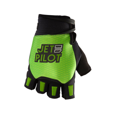 Front view of the Jetpilot Hold Fast Short Finger Glove. #color_black-neon