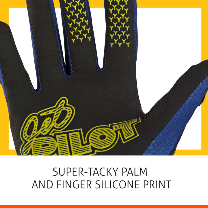 view of the Jetpilot Vintage Class Full Finger glove. #color_neon-navy