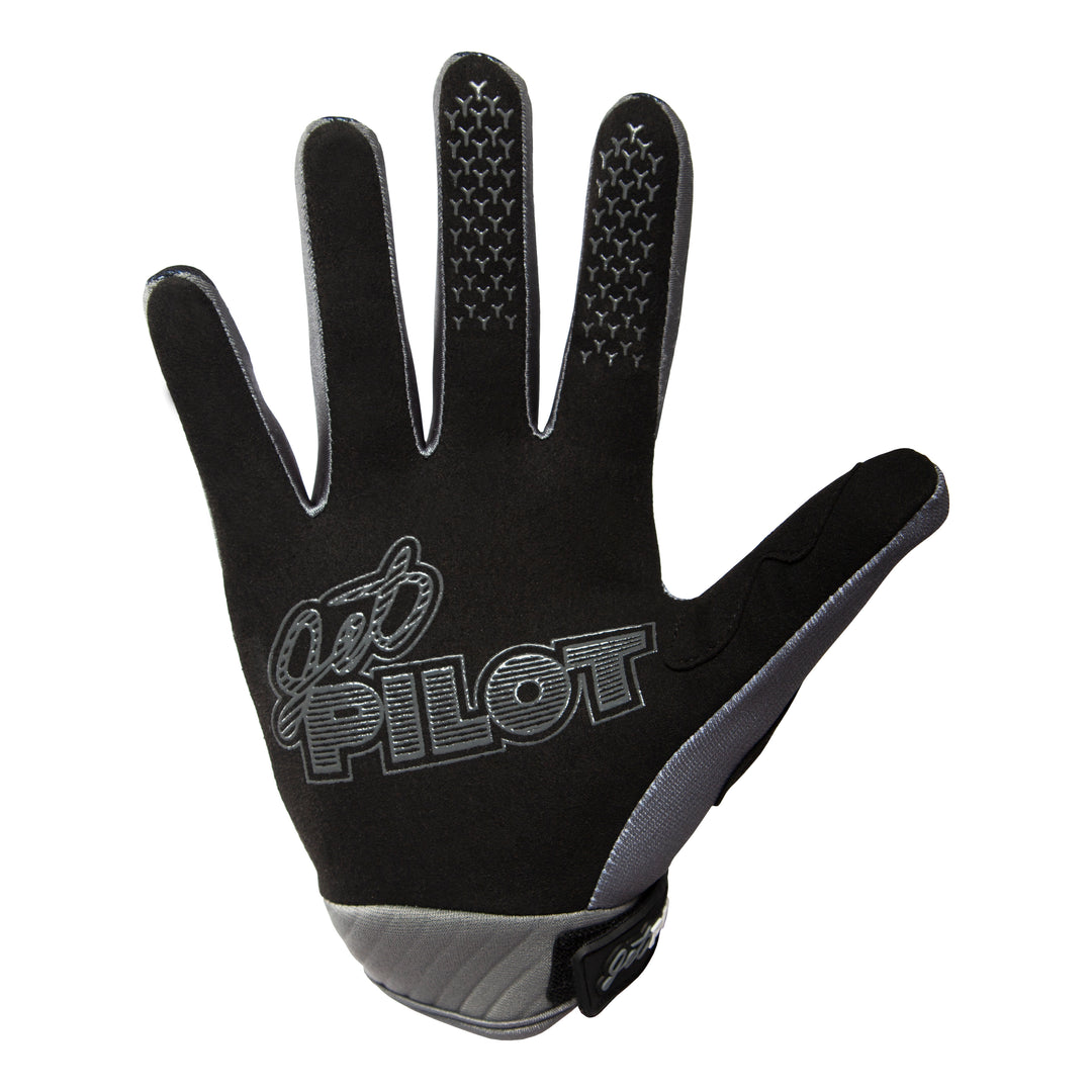 Back view of the Jetpilot Vintage Class Full Finger glove. #color_black-grey