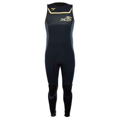 Front view of the Jetpilot F-86 Sabre John wetsuit Black Gold colorway.