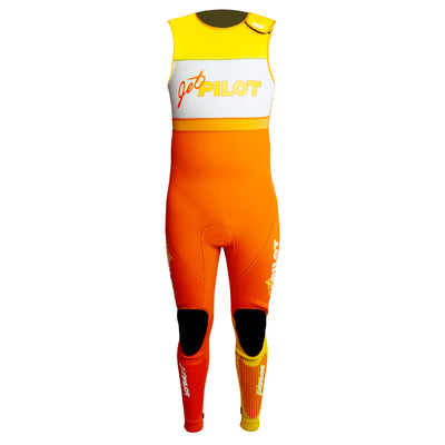 Front view of the Jetpilot Vintage John Wetsuit Orange White colorway.