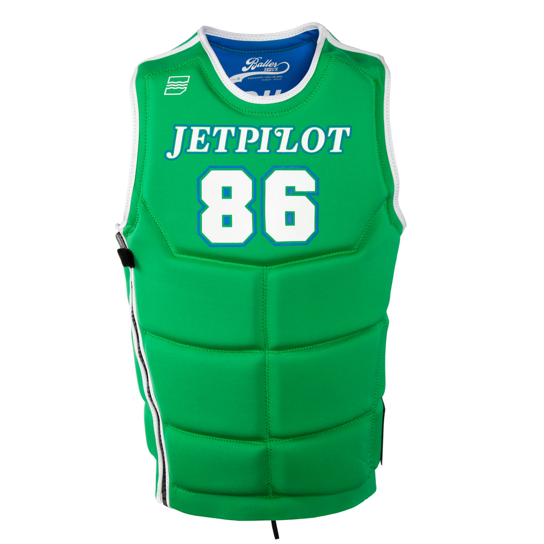 Front view of the Jetpilot Bonifay Baller Comp Vest. #color_green-dal