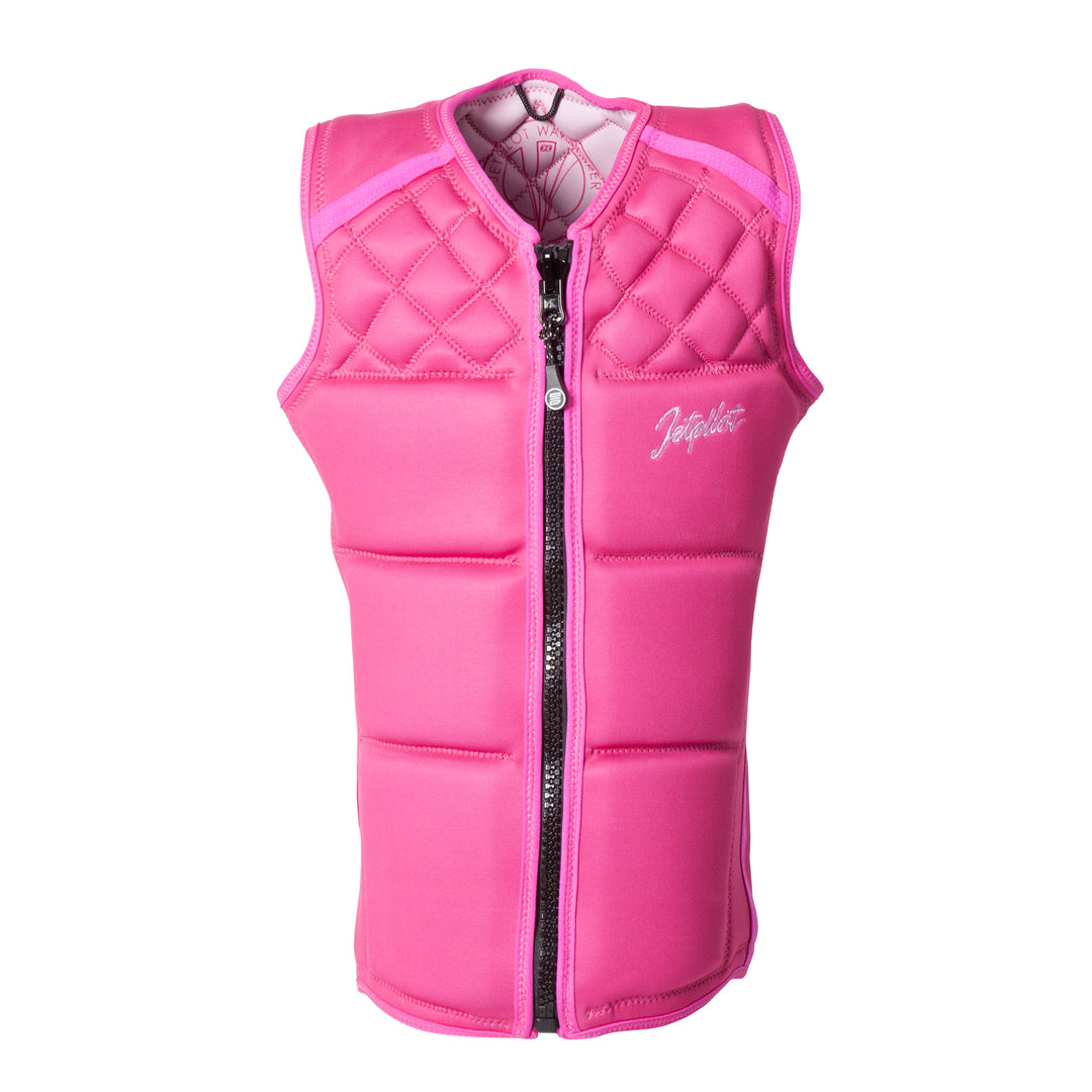 Front view outside of the Wave Farer comp vest in the color pink