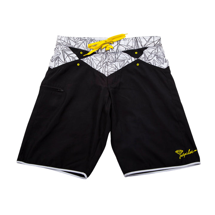 Front view of the Jetpilot Flawless Rideshorts black colorway
