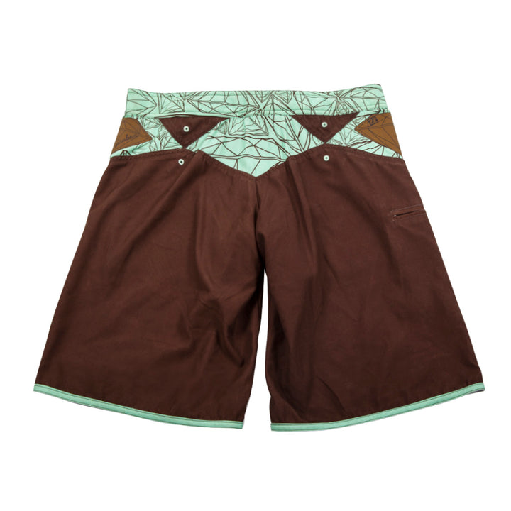Rear view of the Jetpilot Flawless Rideshorts brown colorway
