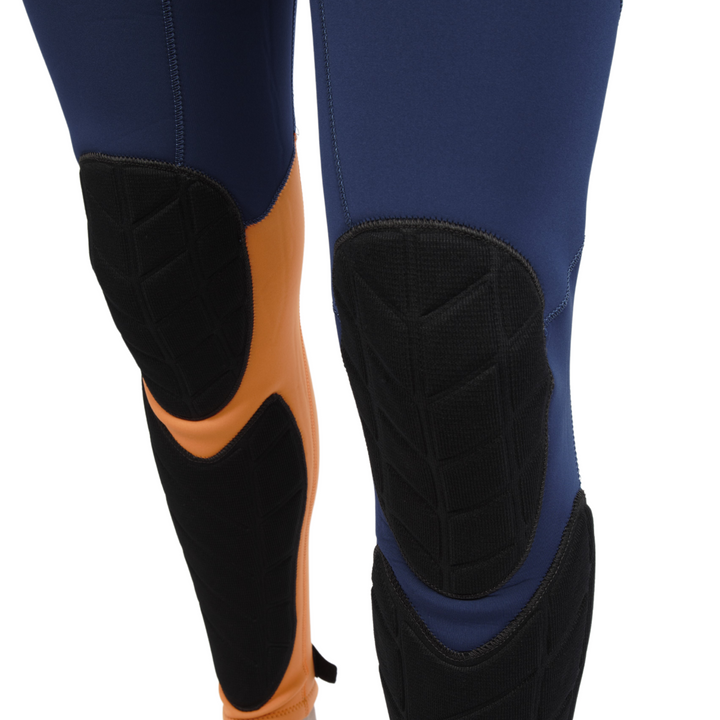 Back view of the Jetpilot F-86 Sabre John wetsuit Navy colorway knee pads.