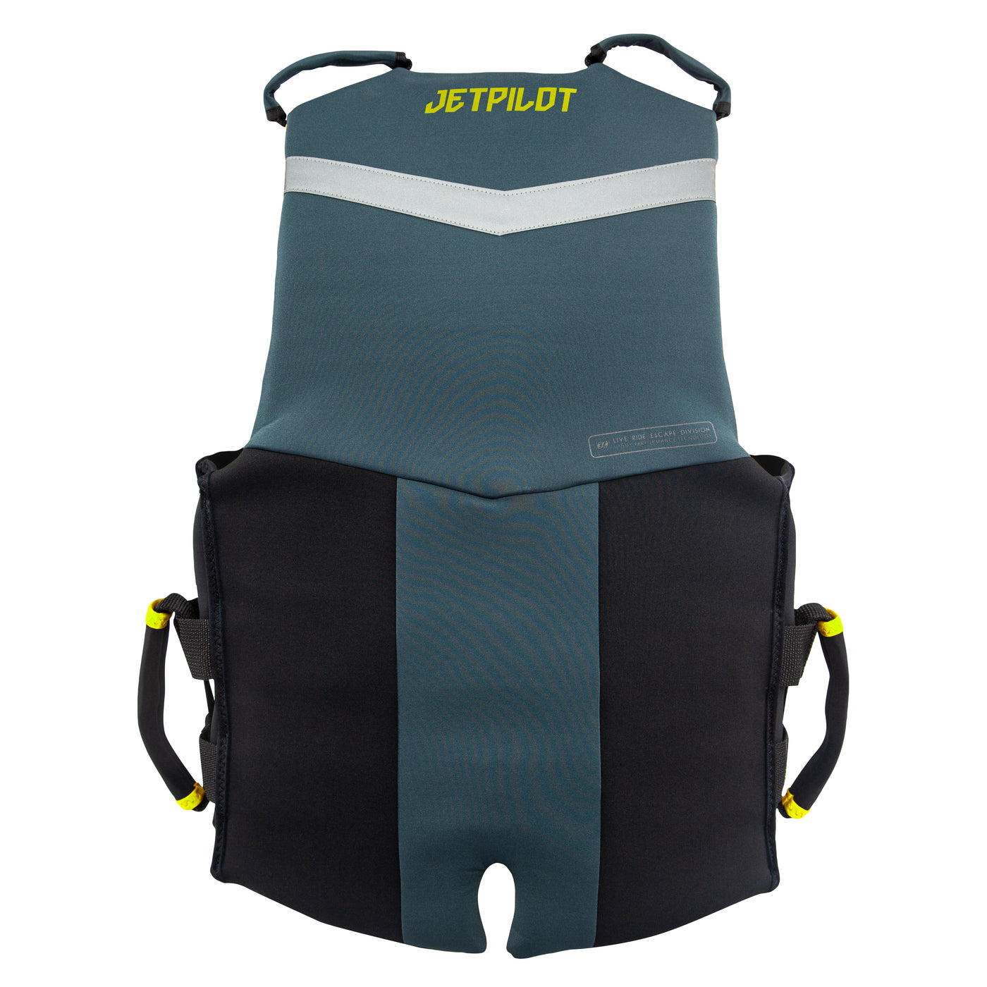 Rear view of the Jetpilot L.R.E. Helmsman life vest black colorway.