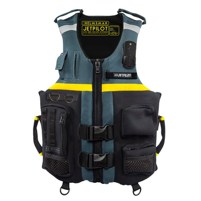 Front view of the Jetpilot L.R.E. Helmsman life vest black colorway.