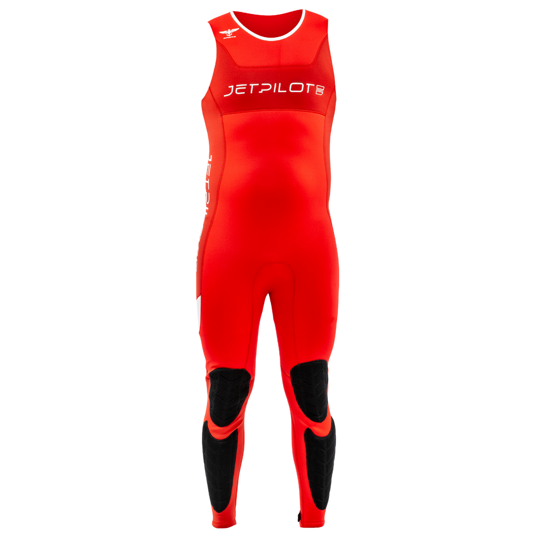 Front view of the Jetpilot F-86 Sabre John wetsuit Red colorway.