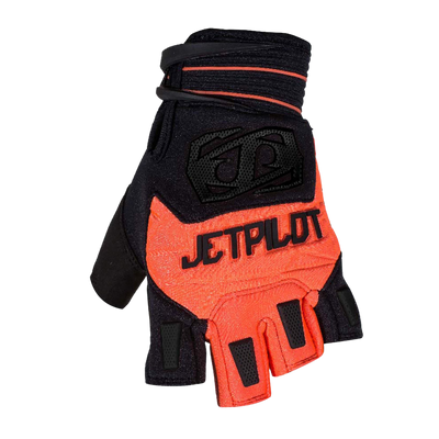 Front view of the Jetpilot Martix Race Short Finger glove Black Orange colorway.