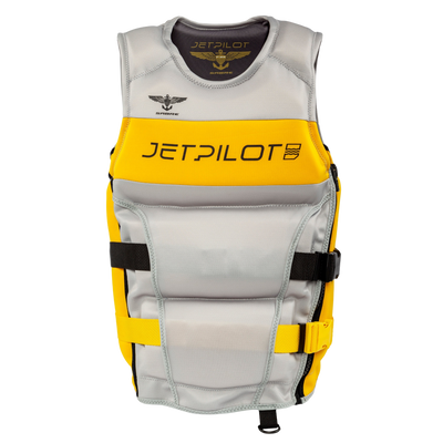 Front view of the F-86 Sabre Neoprene CGA Vest. #color_silver-yellow