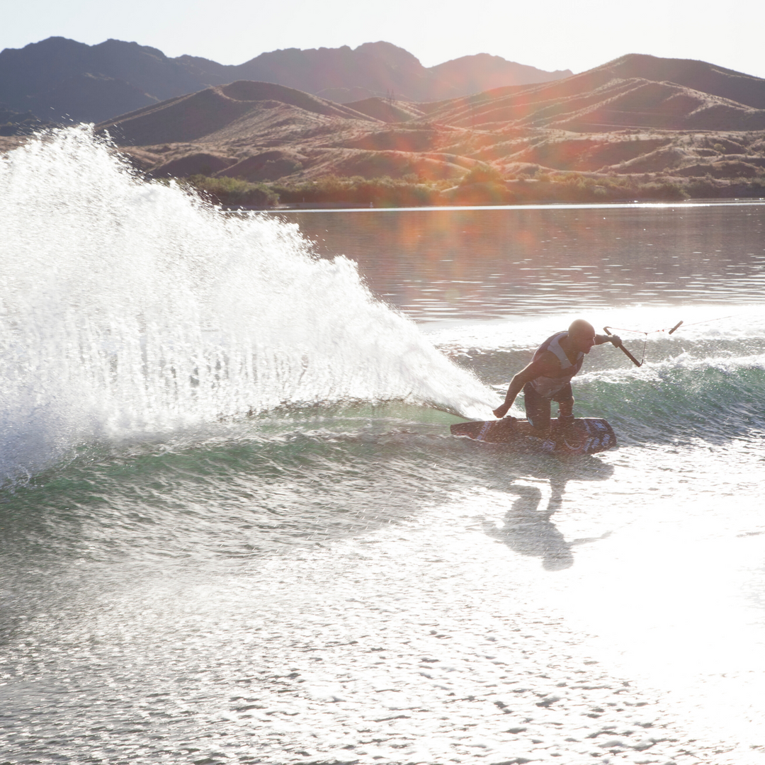 Picture of Shaun Murray wakeboarding.