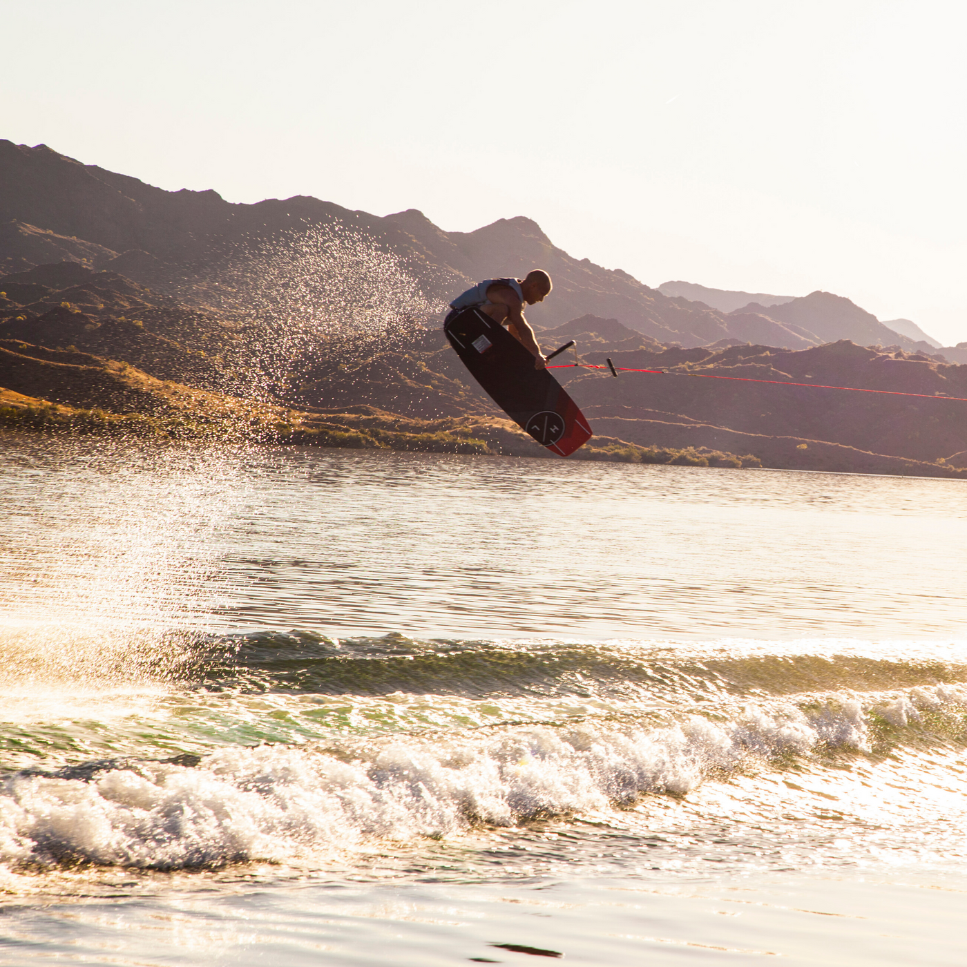 Picture of Shaun Murray in the air wakeboarding.